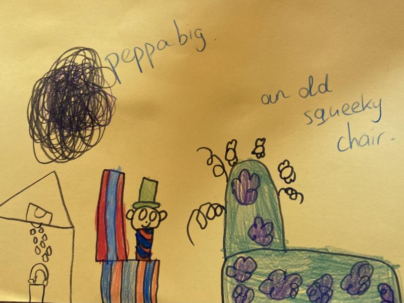 Toddlers drawings on the theme of autumn.
