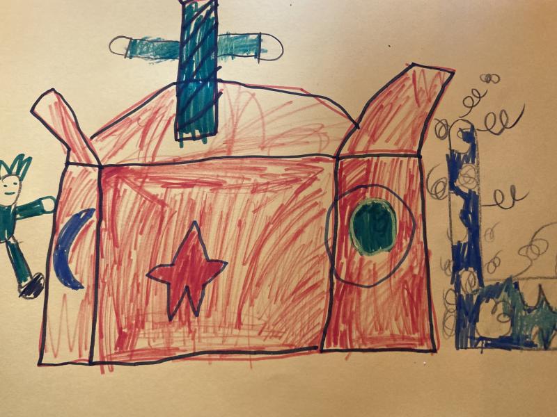Toddlers drawings on the theme of autumn.